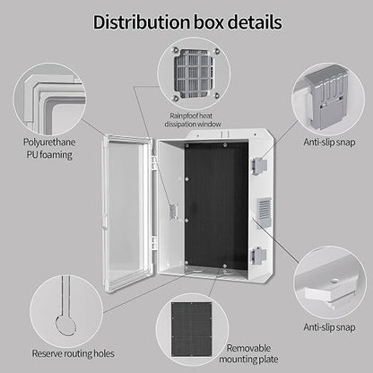 Namunanee Outdoor Electrical Junction Box, ABS Water Resistant Enclosure with Internal Mounting Panel & Hinged Cover (13" H* 9.2" L* 5.6" W)