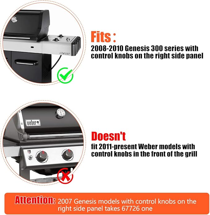 QuliMetal 67847 Igniter Kit for Weber Genesis 300 Series Grills with Side-Controls (2008-2010), Battery Igniter Kit for Genesis E310 E320 E330 with Ceramic Collector Box
