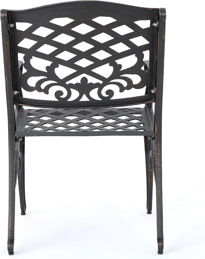 Christopher Knight Home Myrtle Beach Outdoor Aluminum Dining Chairs, 2-Pcs Set, Shiny Copper