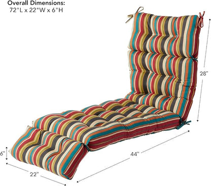 Greendale Home Fashions 72 x 22-inch Outdoor Chaise Lounge Cushion, Adobe Stripe