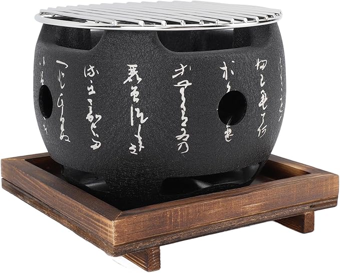 Japanese Grill with Portable Round Design, BBQ Grill Food Charcoal Stove for Household Barbecue Tool - 2 Size Available (S)