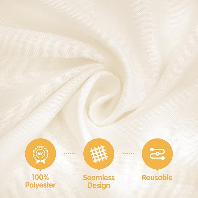 BRILLMAX 6 Pack Ivory Tablecloths 60x102 Inch for 6ft Rectangle Tables | 150 GSM Polyester Fabric, 15" Standard Drop, Water, Stain & Wrinkle Resistant Cloth Cover for Wedding Reception Banquet Party