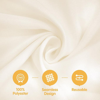 BRILLMAX 6 Pack Ivory Tablecloths 60x102 Inch for 6ft Rectangle Tables | 150 GSM Polyester Fabric, 15" Standard Drop, Water, Stain & Wrinkle Resistant Cloth Cover for Wedding Reception Banquet Party
