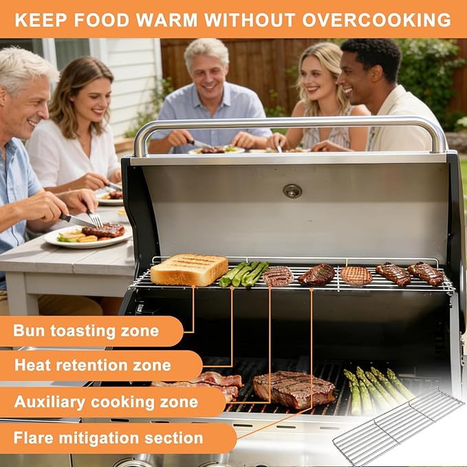 Warming Rack for Captiva Designs 4-Burner Propane Gas BBQ Grill with Side Burner Replacement Parts Hanging Rack for Captiva Designs Grill Accessories Upper Rack, Stainless Steel Cooling Rack, 1PC