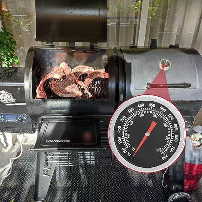 Smoker Temperature Gauge for Pit Boss Vertical 2 & 3-Series, PB1230G Pit Boss Memphis Ultimate Thermometer Accessories, BBQ Temp Gauge for Pit Boss Combo Charcoal Grills, Black