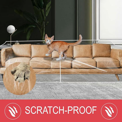 LAMINET Thick Crystal Clear Heavy-Duty Water Resistant Sofa/Couch Cover - Perfect for Protection Against CAT/Dog Clawing, Kids and Grandkids - Large Sofa - 42" BH x 18" FH x 108”W x 40”D