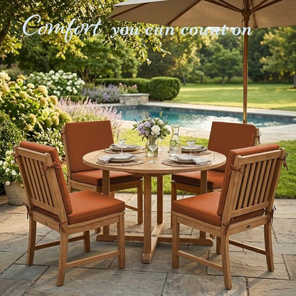 California Umbrella Outdoor Dining Chair, Set of 4 Patio Seat Cushions, 20 x 40 Inch, Premium Outdoor Memory Foam, Fade Resistant, Sunbrella Fabric, Fabric Ties, Tuscan