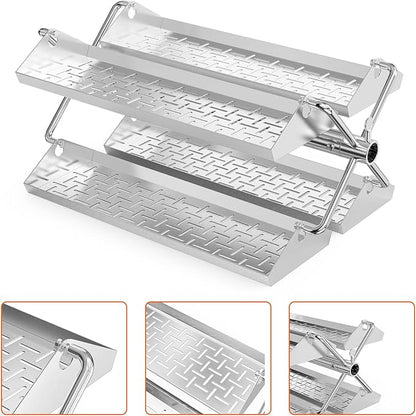 onlyfire Stainless Steel BBQ Rotating Tray Rotisserie Basket for Most Grills, Fits for 3/8" & 5/16" Square, 1/2" & 3/8" Hexagon Spit Rods