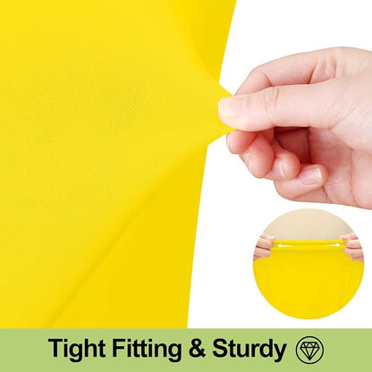 Smiry Spandex Elastic Fitted Table Cloth Skirt for 8FT Rectangle Table | Stretch Washable Table Cloth, Banquet Table Cover for Wedding, Party, Indoor & Trade Shows, (Yellow, 96Lx30Wx30H)