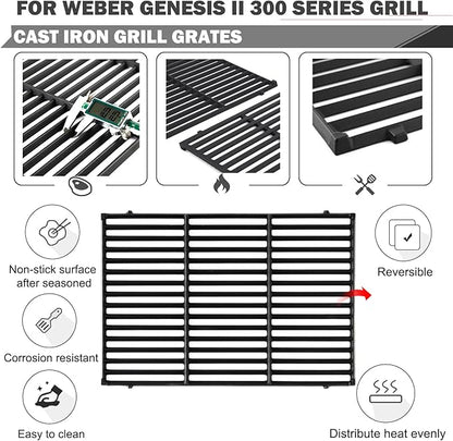 66095 Grill Replacement Grates 66032 Flavorizer Bars Grill Parts for Weber Genesis II E-310 E-315 GS4 Grill Replacement Parts E-335 S-310 Weber Genesis II 300 Series LX 300 Series Cooking Grates Parts