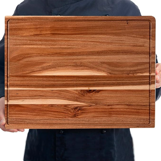 Extra Large Acacia Wood Cutting Board for Kitchen, 24 x 18 Inch Large Butcher Block Chopping Board with Juice Groove, Thick Wood Cutting Boards Carving Board for Turkey Meat Vegetables BBQ