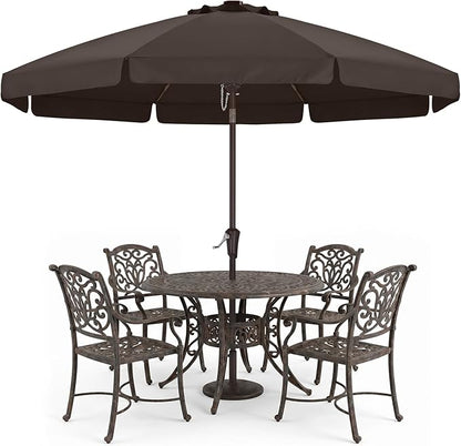 ABCCANOPY 9ft Scalloped Patio Umbrella, Outdoor Table Umbrella with Tilt and Crank, Fiberglass Ribs Deck Umbrella for Patio, Pool, Garden, Picnic (Coffee)