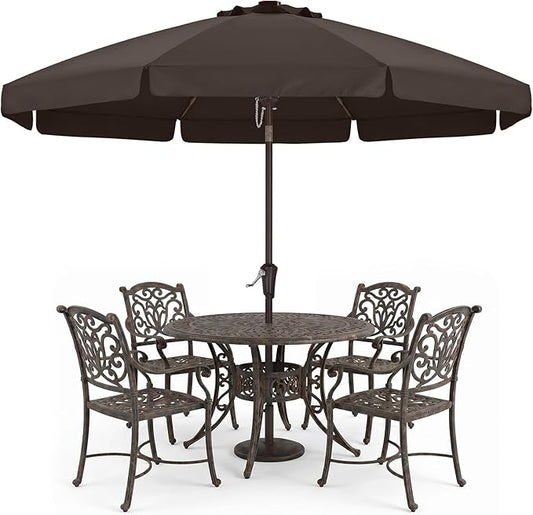 ABCCANOPY 9ft Scalloped Patio Umbrella, Outdoor Table Umbrella with Tilt and Crank, Fiberglass Ribs Deck Umbrella for Patio, Pool, Garden, Picnic (Coffee)