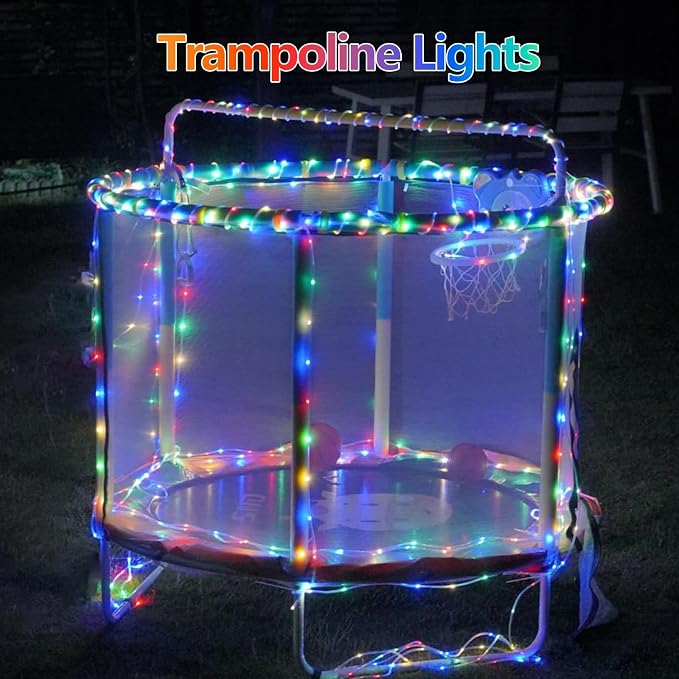 YEGUO Solar Rope Lights Outdoor Waterproof, 66ft 200 LED Multicolor String Lights, 8 Modes Fairy Lights in Clear Thin Tube