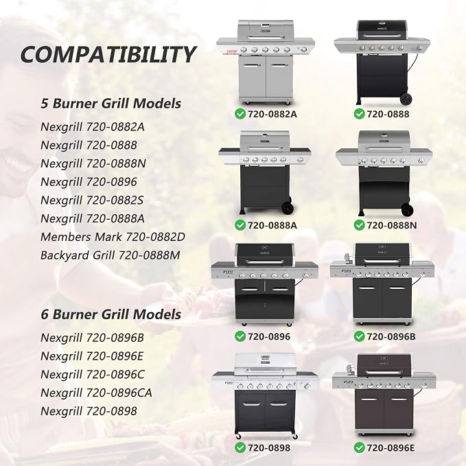 Flame Tamers Replacement for Nexgrill 720-0898 720-0896B 720-0896E 720-0888N 720-0888 720-0882A 720-0896 720-0888A Grills, Heat Plate Shields Replacement for Nexgrill Deluxe 6 Burner Grills (6-Pack)