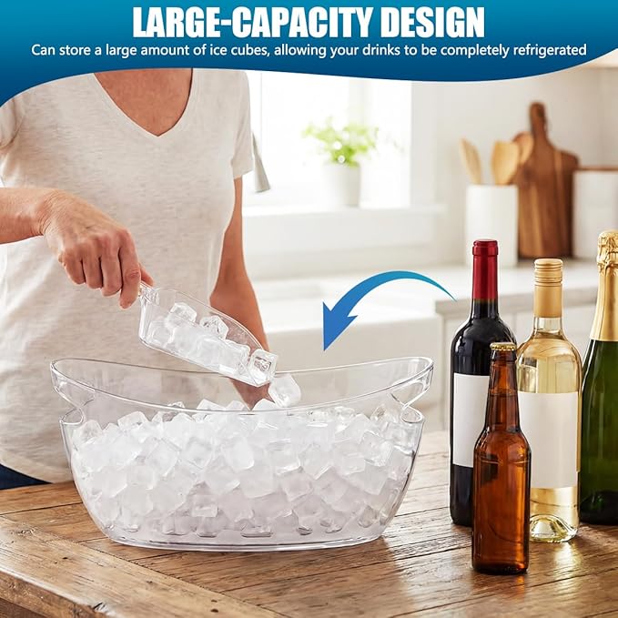 OBTANIM Clear Acrylic Ice Buckets Large Champagne Drink Cooler Storage Ice Tub with Scoops for Beer Cocktails Wine Beverage Home Parties Bar Cooling Supplies