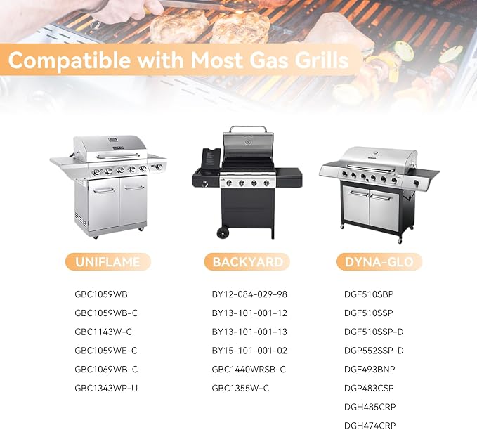 GR2215120-OG-00 Grill Replacement Parts for Outdoor Gourmet 4 Burner GR2215101-OG-00, FSOGBG1106 Gas Grill, 15" Heat Plates & Grill Burner for Dyna-Glo DGF493BNP, DGB494SPB, DGF510SBP and More Models