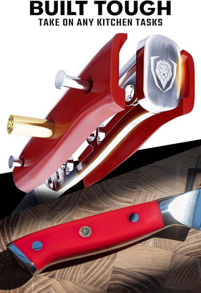 Dalstrong Slicing Carving Knife - 12 inch Granton Edge - Shogun Series - Damascus - Japanese AUS-10V Super Steel Kitchen Knife - Vacuum Treated - Crimson Red ABS Handle - Razor Sharp Knife - w/Sheath