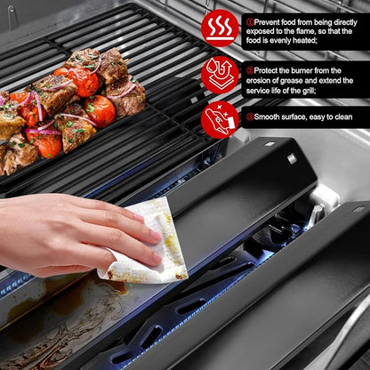 GGC Heat Plate Replacement for Char Griller 3001, 3008, 3030, 4000, 5050, 5252, 5650,5072 and King Griller 3008, 5252, 3 PCS Porcelain Steel Chargriller Replacement Parts (18-15/16” x 3-7/8”)