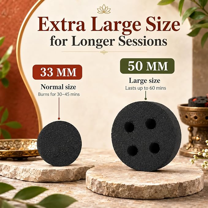 MAQIHAN 50MM Incense Charcoal Briquettes - 20PCS Charcoal Tablets Incense Burner Charcoal Burning Discs Resin Burner Grilling Quick Light Natural Charcoal Instant Fire Copal Bakhoor Coals Supplies