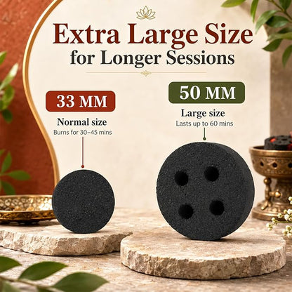 MAQIHAN 50MM Incense Charcoal Briquettes - 20PCS Charcoal Tablets Incense Burner Charcoal Burning Discs Resin Burner Grilling Quick Light Natural Charcoal Instant Fire Copal Bakhoor Coals Supplies