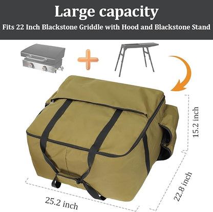 1200D Heavy-Duty Grill Carry Bag for Blackstone 22 inch Griddles - Fits Griddle with Hood, Stand & Tools, 17-Pocket Organizer, Spice Compartments, Dual Handles (Only Bag)
