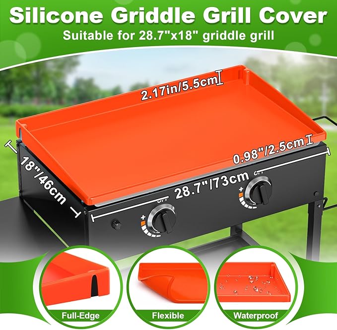 LOPNUR Full-Edge Silicone Grill Cover 28 Inch for Blackstone Griddle, Upgraded Heavy Duty Food Grade Silicone Mat for Blackstone Griddle Accessories, Protects Outdoor Grill from Dust and Rust Yearly
