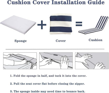 Only choice Outdoor Lounge Chair Cushions Patio Chaise Lounge Replacement Cushions Funiture Seat Cushions Chair Pads(Blue+White Stripes-1 pcs)
