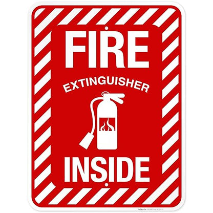 Fire Extinguisher Inside Sign, Fire Safety Sign, 18x24 Inches, Rust Free .063 Aluminum, Fade Resistant, Indoor/Outdoor Use, Made in USA