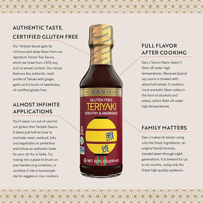 San-J - Gluten Free Teriyaki Sauce - Well-balanced Sauce for Cooking - Non-GMO - 64 oz. Container