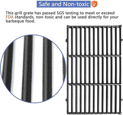 Hongso 19.5 Inch Grill Grates, 24.5 Inch Flavorizer Bars, 34-1/4" Burner Tube Set Kit, Replacement Parts for Weber Genesis 300 Series E310 E320 EP310 S310 S320 Gas Grill (with Side Control Panel Only)