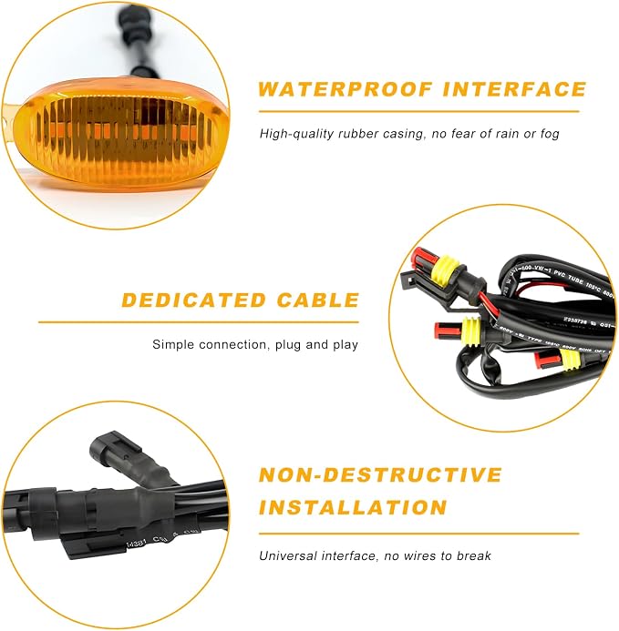 5 PCS Car LED Grille Lights, Waterproof Front Grille Running Lights with Wiring Harness, LED Grill Running Lamp Decorative Light for 2017-2019 F150 Raptor (Yellow & Yellow, 4 PCS)
