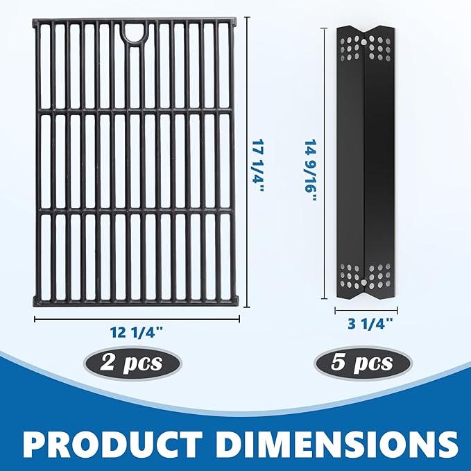 SafBbcue Grill Parts Kit for Nexgrill 720-0925P 720-0925 Replacement Parts 4 Burner, Grill Grates for Nexgrill 5 Burner 720-0925 Cast Iron, Porcelain Steel Grill Heat Plates for Nexgrill 720-0925P
