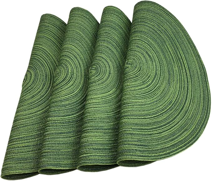 Red-A, Placemats, Round Placemats for Dining Table Set of 4 Woven Heat Resistant Non-Slip Kitchen Table Mats Diameter 14 Inch(Hunter Green)