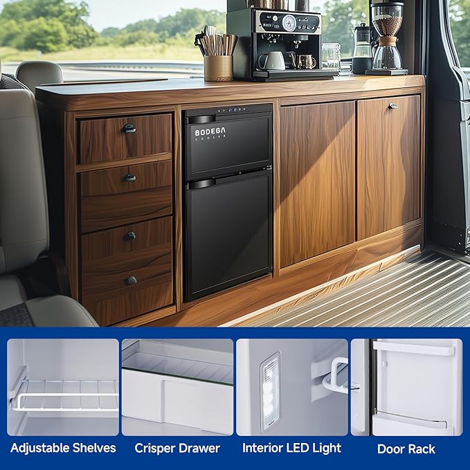 BODEGACOOLER 12 Volt RV Refrigerator, 80L(2.82cu.ft) RV Fridge with Freezer, APP Control Portable Compressor Cooler, -4℉ to 68℉, 12/24V DC for Boat, Yacht, Caravan, Truck, Camping