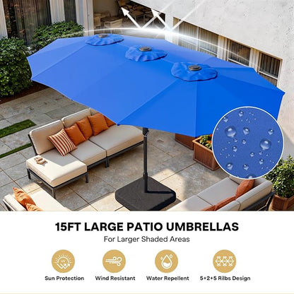 Sannwsg Outdoor Patio Umbrella,Table Umbrella with Push Button Crank,Market Umbrella with 8 Sturdy Ribs,Yard Umbrella