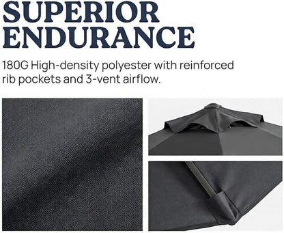 15ft Patio Umbrella Replacement Canopy for 12 Ribs, Large Outdoor Umbrella Top Cover Only,Double-Sided Fabric for Market Umbrellas, Sombrillas de Patio Repuesto (Frame NOT Included),Grey