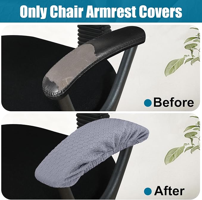 Smiry Office Computer Chair Armrest Covers, 2PCs Anti-dust Arm Rest Pad | Removable Washable Desk Chair Arm Pad Covers, Grey