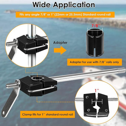 Round Rail Grill Mounting Hardware Kit for Standard 7/8" or 1" Rails, Compatible with All Kettles Grill A10-080