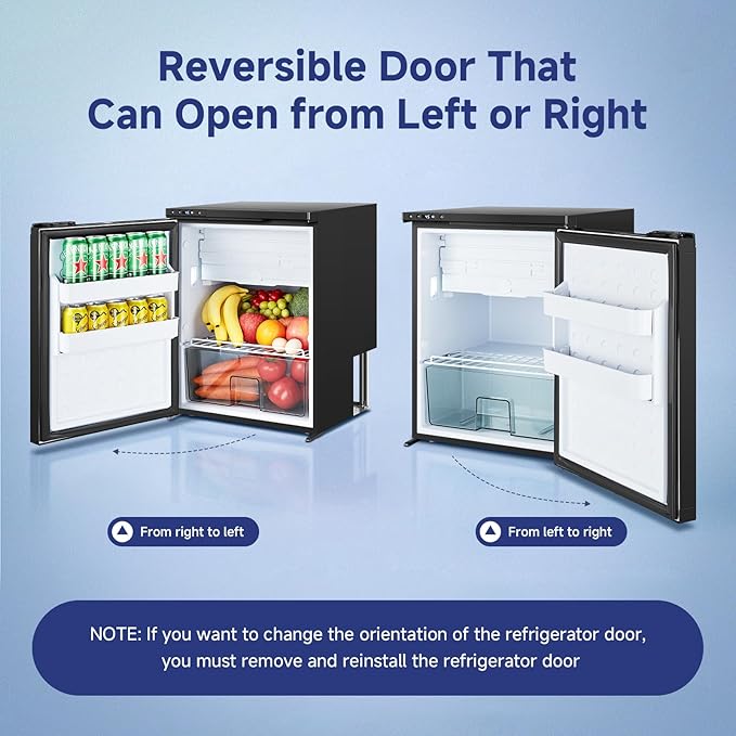 BODEGACOOLER 12-Volt Refrigerator, 65L(2.3cu.ft) RV Fridge Freezer with APP Control & Child Lock, Travel Compressor Cooler -4℉-46℉, 12/24V DC for Truck, RV, Camping