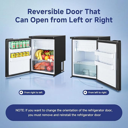 BODEGACOOLER 12-Volt Refrigerator, 65L(2.3cu.ft) RV Fridge Freezer with APP Control & Child Lock, Travel Compressor Cooler -4℉-46℉, 12/24V DC for Truck, RV, Camping