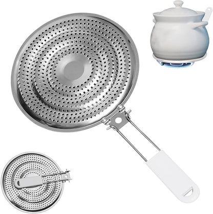 Heat Diffuser Plate,Double Layers Stainless Steel Gas and Electric Stove Diffuser Plate with Cool-Touch Handle for Even Heat Distribution, Scorch Prevention and Slow Cooking(COLOR:Silver)