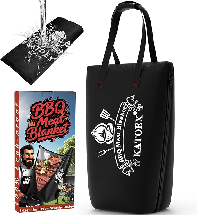 BBQ Blanket for Resting Meat, Smoker Meat Insulated Resting Bag made of Washable Oxford Cloth, Large Brisket Resting Blanket– Gifts for Men, Dad, BBQ Lovers, Christmas Gifts (21in New Black)