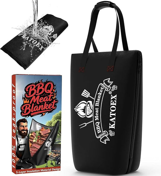 BBQ Blanket for Resting Meat, Smoker Meat Insulated Resting Bag made of Washable Oxford Cloth, Large Brisket Resting Blanket– Gifts for Men, Dad, BBQ Lovers, Christmas Gifts (21in New Black)
