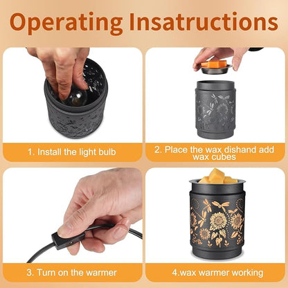 kobodon Sunflower Wax Melt Warmer Metal Wax Warmer for Scented Wax | Electric Fragrance Candle Oil Burner 2 in 1 Wax Melts as Gifts for Moms Grandma Women Girls