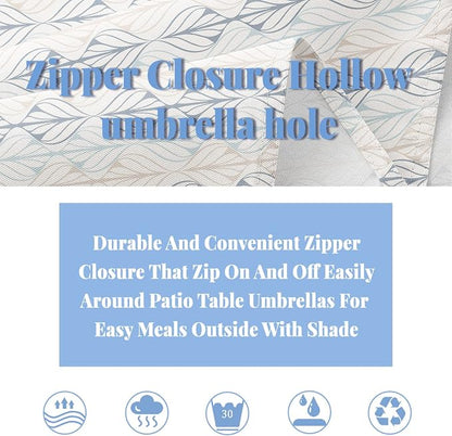Outdoor Tablecloth with Umbrella Hole and Zipper, Patio Table Covers for Spring/Summer, Machine Washable Outdoor Party/Picnic Rectangle Table Cloth 60 x 102 in