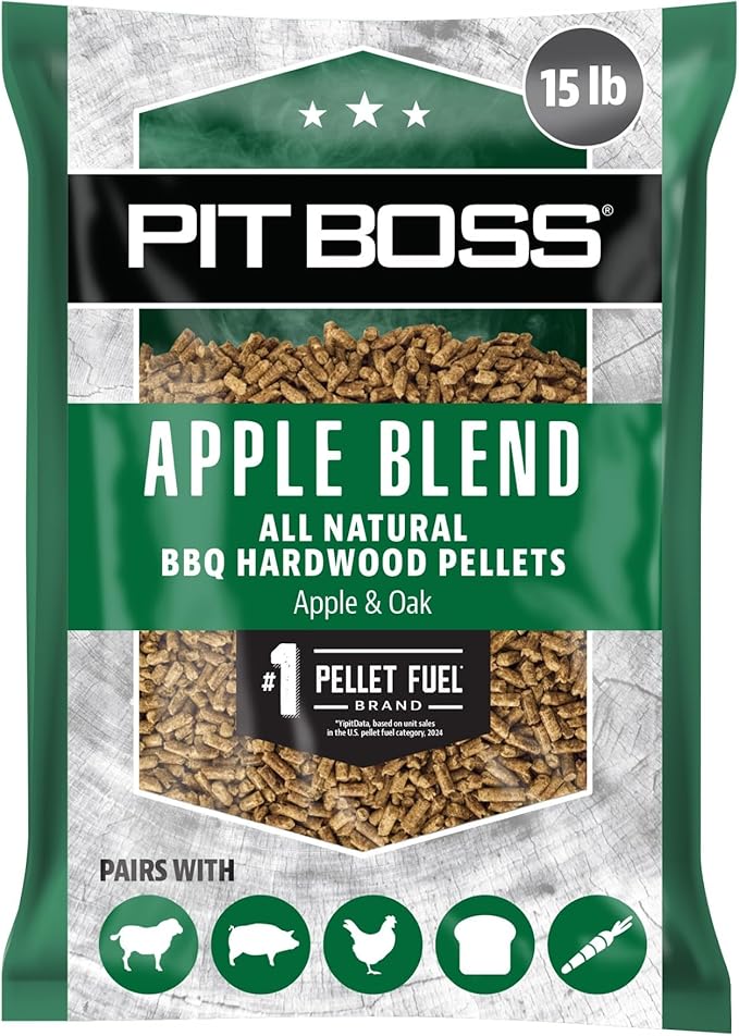 Pit Boss 100% All Natural BBQ Hardwood Pellets for Cooking, Grilling, and Smoking | 15 lbs. Wood Pellets for Pellet Grills and BBQ Smokers | Apple Blend