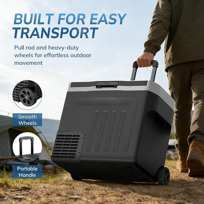 Antarctic Star 12 Volt Refrigerator,43QT(40L) Electric Cooler, Portable Refrigerator Freezer -4℉~68℉,12V 24V DC 100 240V AC Car Fridge with Wheels&2 Baskets for Camping,Travel,RV,BLACK | 40L Portable Freezer,12 Volt Refrigerator -4℉~68℉ Cooler with 2 B...