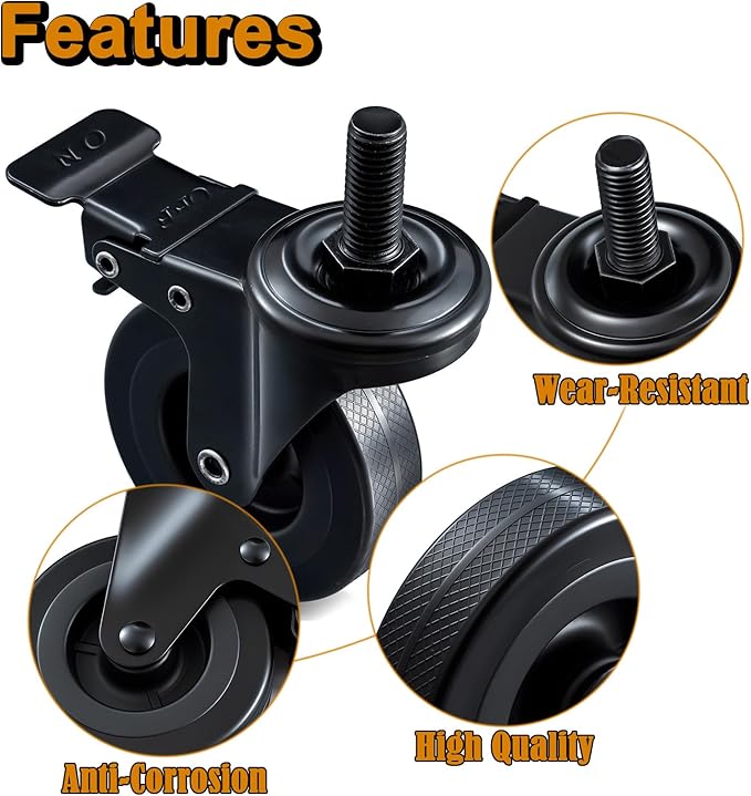 74064 Locking Caster Wheel Grill Replacement Parts for Pit Boss Grill Wheels Pro Series 1100 PB1100PS1 PB1100PSC2 PB1000XLW1 PB1600PS2 PB850PS2 PB1100PSC1 Austin XL Recteq RT-700 RT590 3inch Wheel