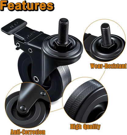 74064 Locking Caster Wheel Grill Replacement Parts for Pit Boss Grill Wheels Pro Series 1100 PB1100PS1 PB1100PSC2 PB1000XLW1 PB1600PS2 PB850PS2 PB1100PSC1 Austin XL Recteq RT-700 RT590 3inch Wheel